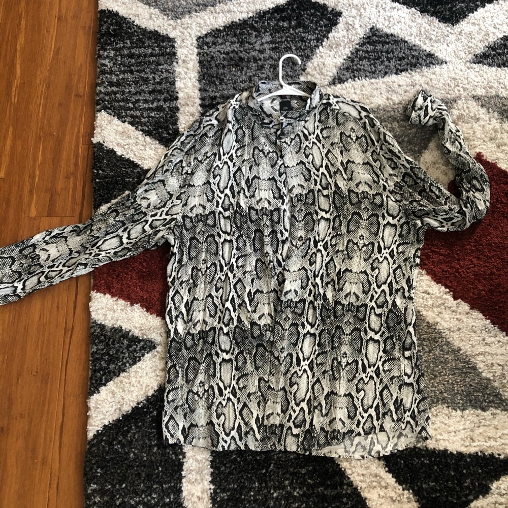 River island long sleeve snake print button up